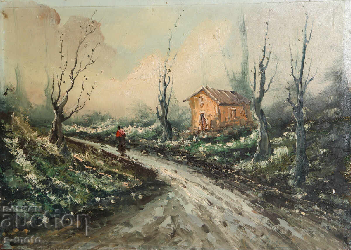 Tablou vechi pictură în ulei peisaj