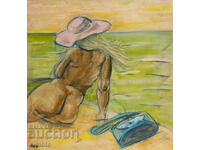 Oil painting portrait nude body