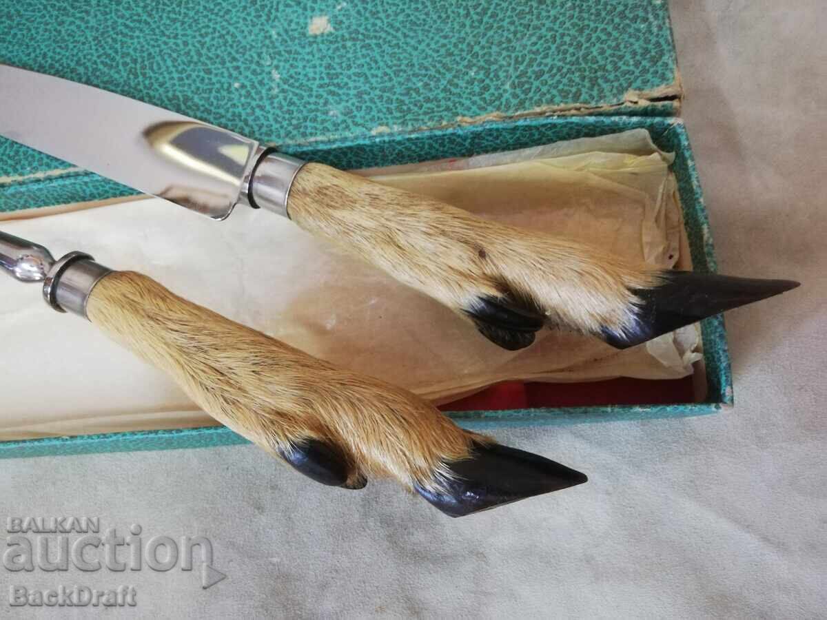 Licitație Set de vânătoare pentru carne Cuțit și Furculiță din Oțel Inoxidabil