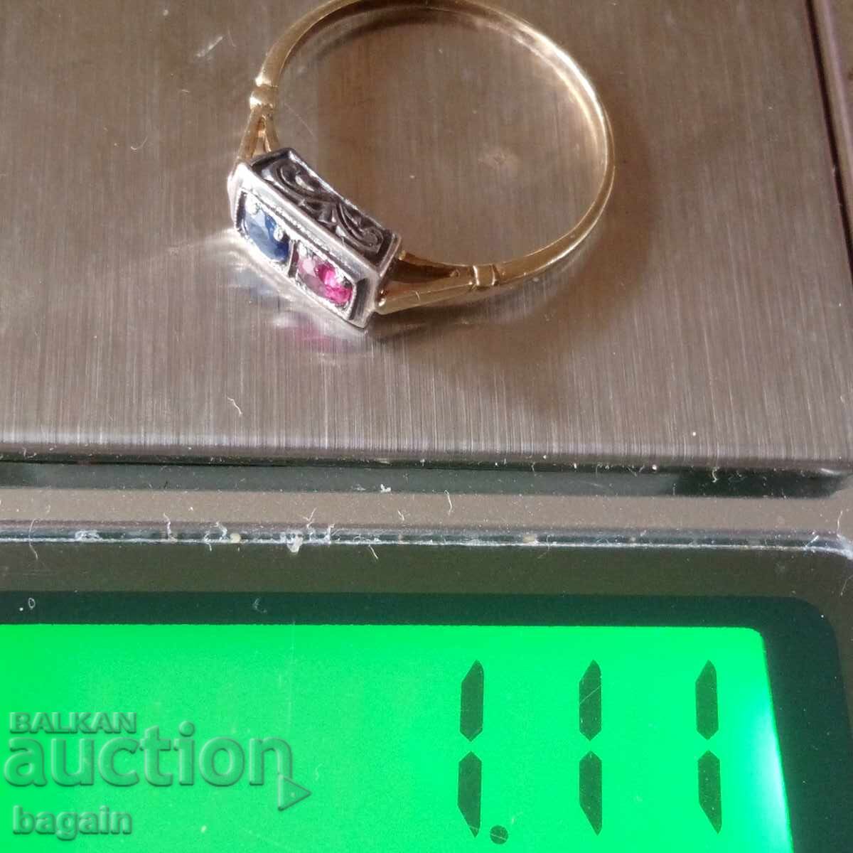 Auction Silver ring with ruby, sapphire and gold plating Auction Silver ring with ruby, sapphire and gold plating