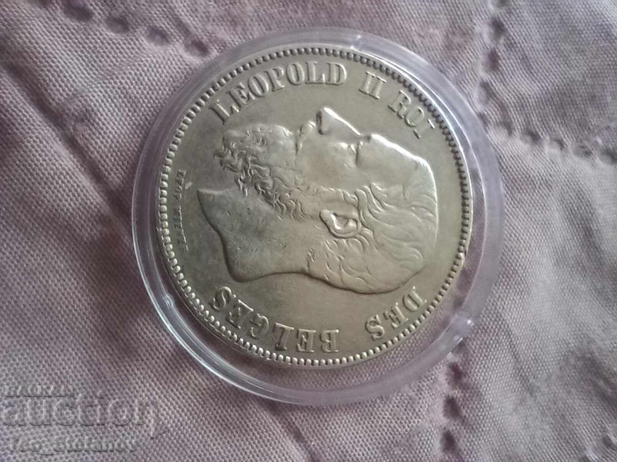 Licitație 5 franci 1873 Belgia XF argint Licitație 5 franci 1873 Belgia XF argint
