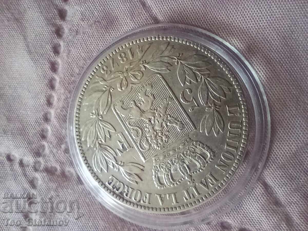Livrarea 5 franci 1873 Belgia XF argint Livrarea 5 franci 1873 Belgia XF argint