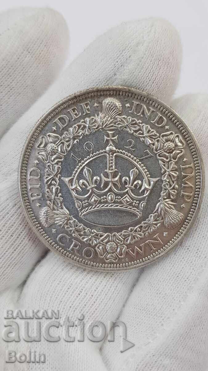 Licitație Monedă de argint foarte rară 1 coroană 1927 Marea Britanie Licitație Monedă de argint foarte rară 1 coroană 1927 Marea Britanie