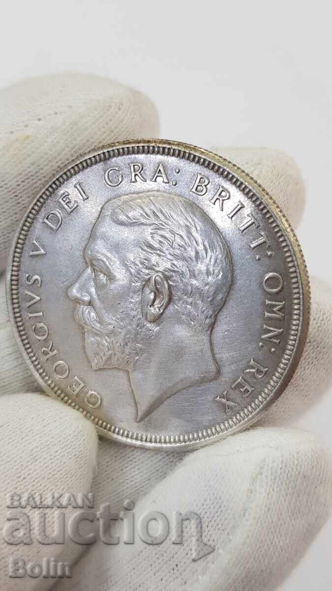 Monedă de argint foarte rară 1 coroană 1927 Marea Britanie - 5 Monedă de argint foarte rară 1 coroană 1927 Marea Britanie - 5
