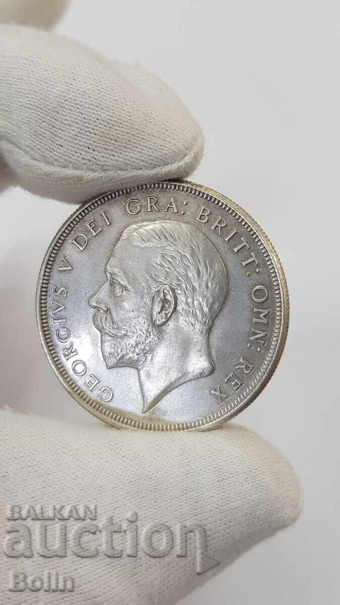 Monedă de argint foarte rară 1 coroană 1927 Marea Britanie - 6 Monedă de argint foarte rară 1 coroană 1927 Marea Britanie - 6