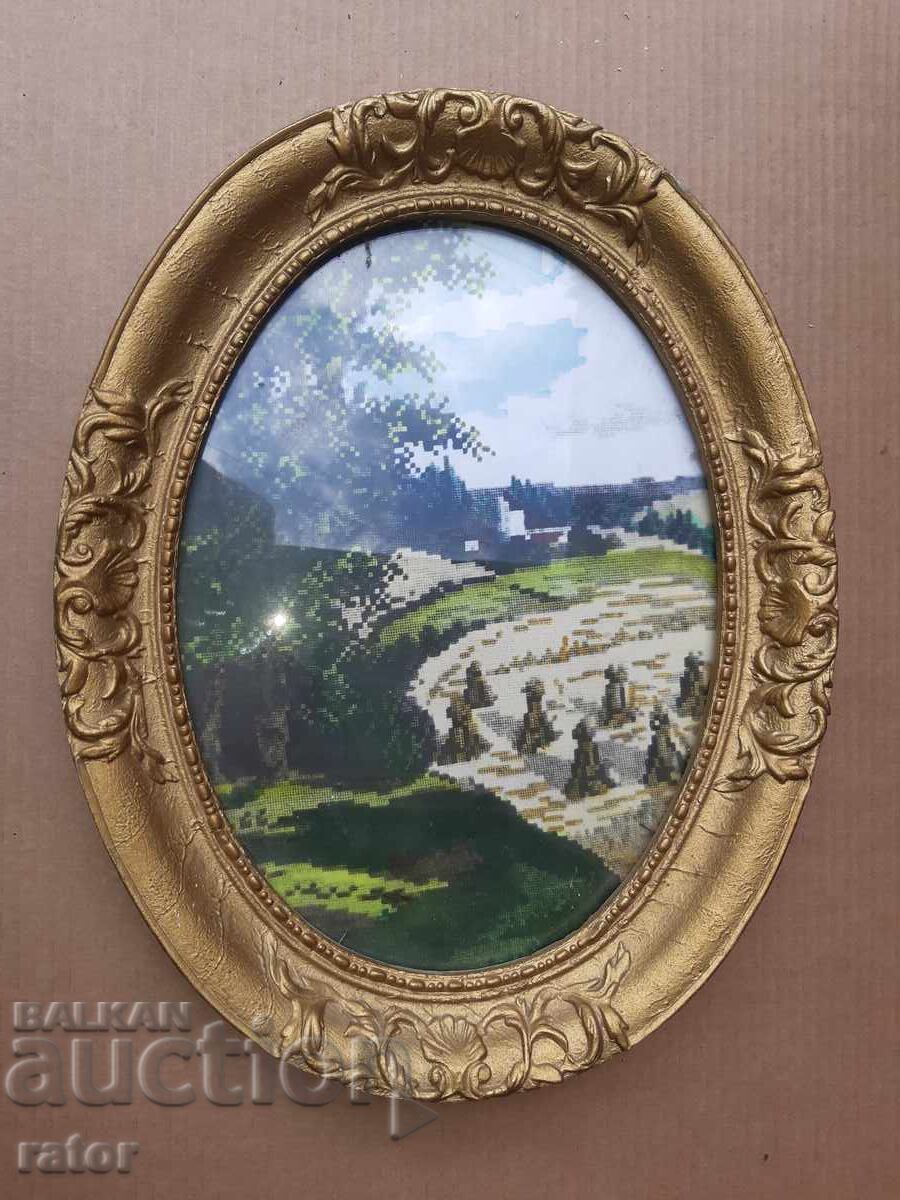Old beautiful baroque frame for tapestry, painting