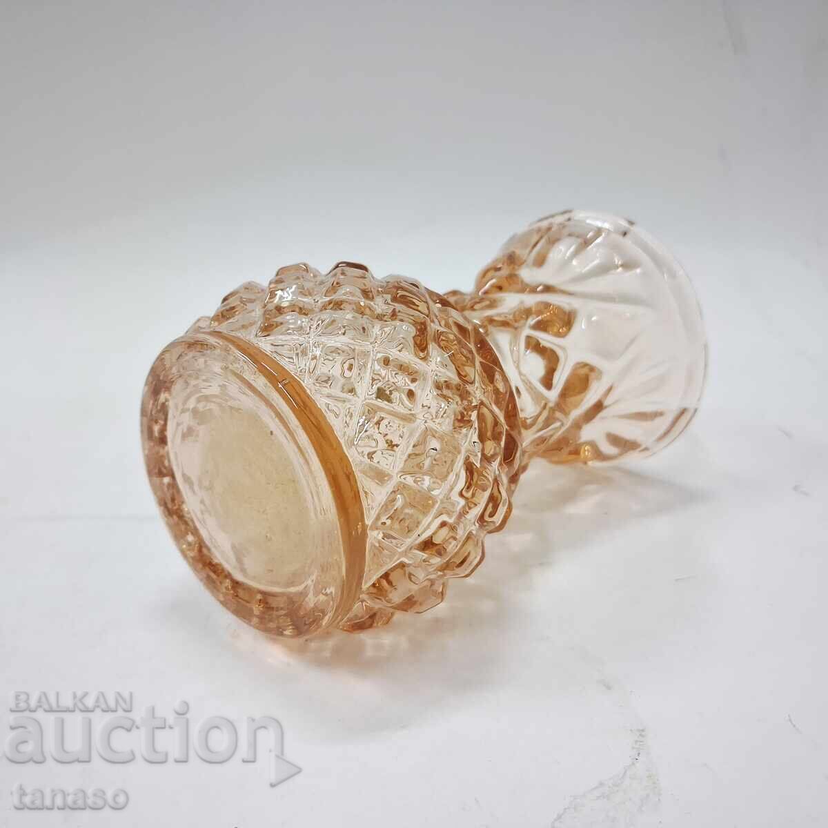 Vază vintage din sticlă reliefată 10 cm ca nouă, chihlimbar (3.2) - 5 Vază vintage din sticlă reliefată 10 cm ca nouă, chihlimbar (3.2) - 5