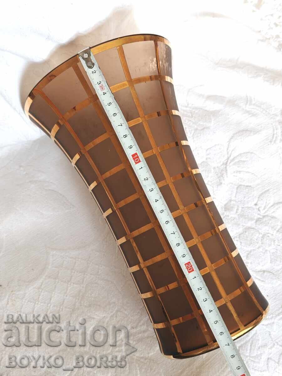 Прекрасна Италианска Vintage Мурано Ваза Златни Ленти 1970те - 6 Прекрасна Италианска Vintage Мурано Ваза Златни Ленти 1970те - 6