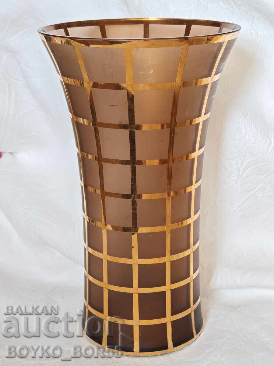 Υπέροχο Ιταλικό Vintage Βάζο Murano με Χρυσές Λωρίδες δεκαετίας του 1970 - 7