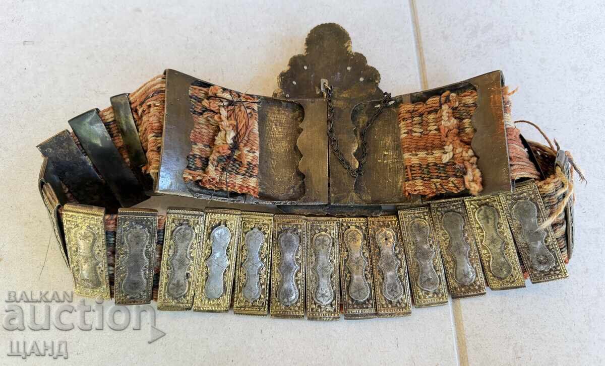 Delivery of Revival Period Pafti (Belt Buckles) with Dedeagach Belt, Gold Plating, Enamel, for Folk Costume