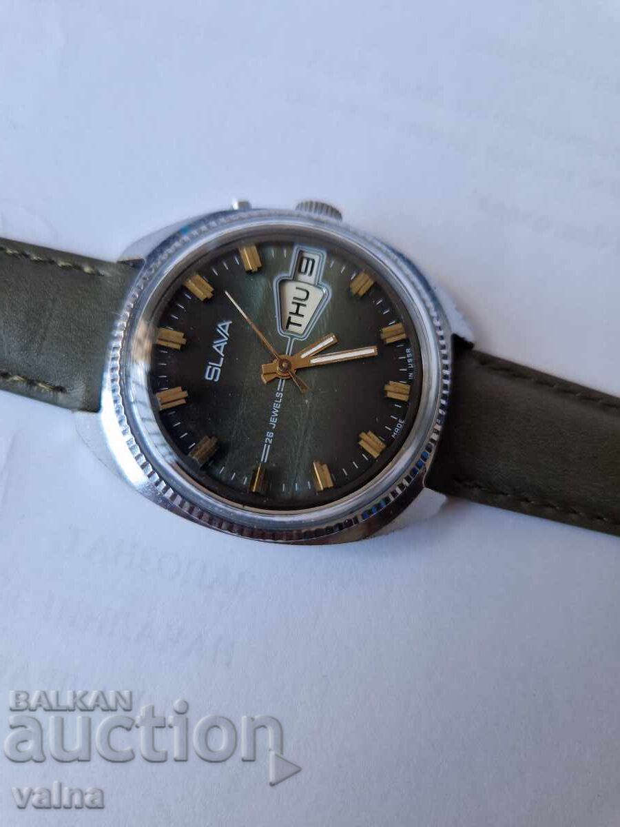 Licitație SLAVA cal. 2428, 26 rubine URSS, 2428, carcasă 37mm, TOP!