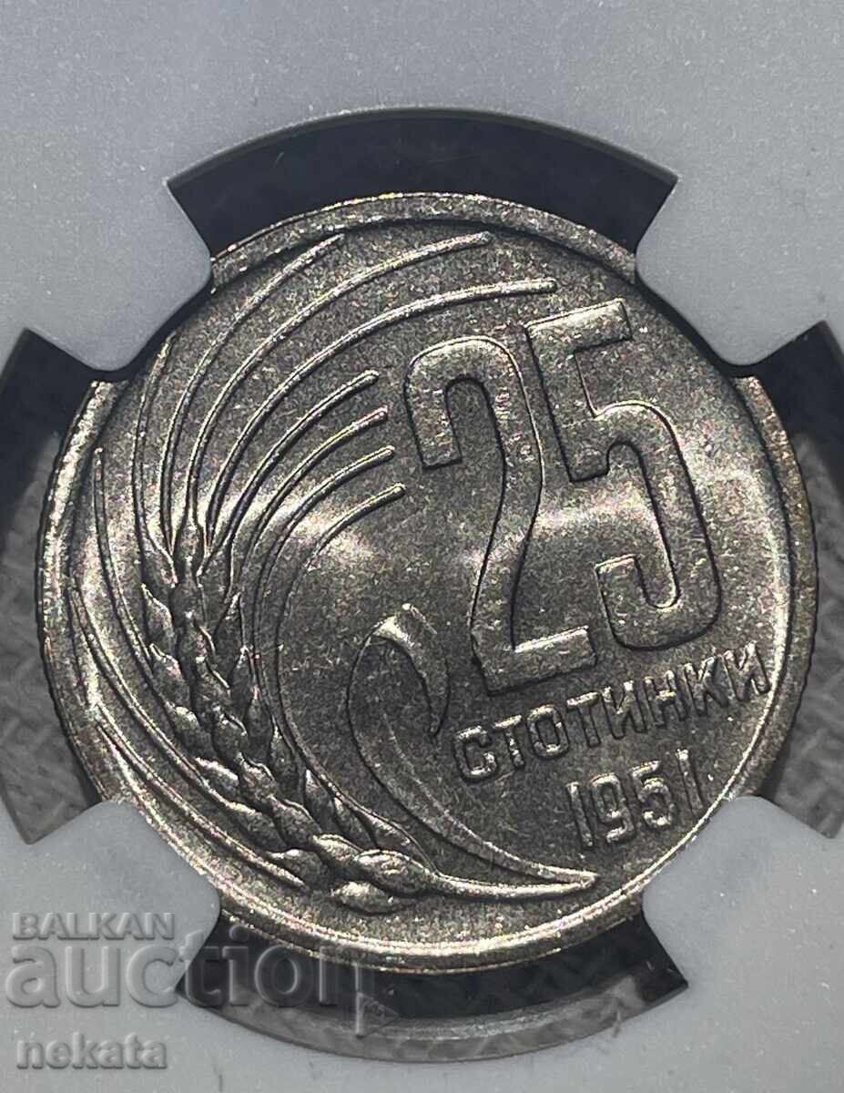 25 stotinki 1951 NGC MS64 Rară - 7