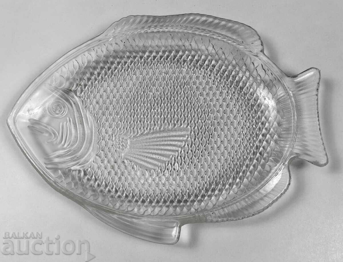 MASSIVE GLASS PLATE FOR FISH TRAY PLATE EXCELLENT