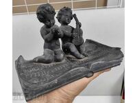 МЕТАЛНА КОМПОЗИЦИЯ ФИГУРА СТАТУЕТКА МУЗИКА НОТИ СЪ ЗАБЕЛЕЖКИ