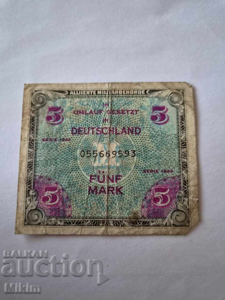 Banknote 5 Reichsmarks 1944 Germany