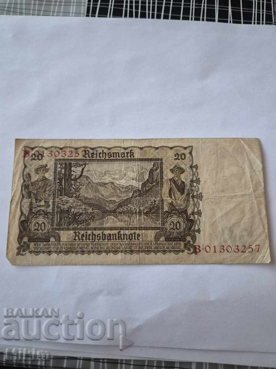 Banknote 20 Reichsmark 1939 Germany with price € 2.72 | 5.32 BGN