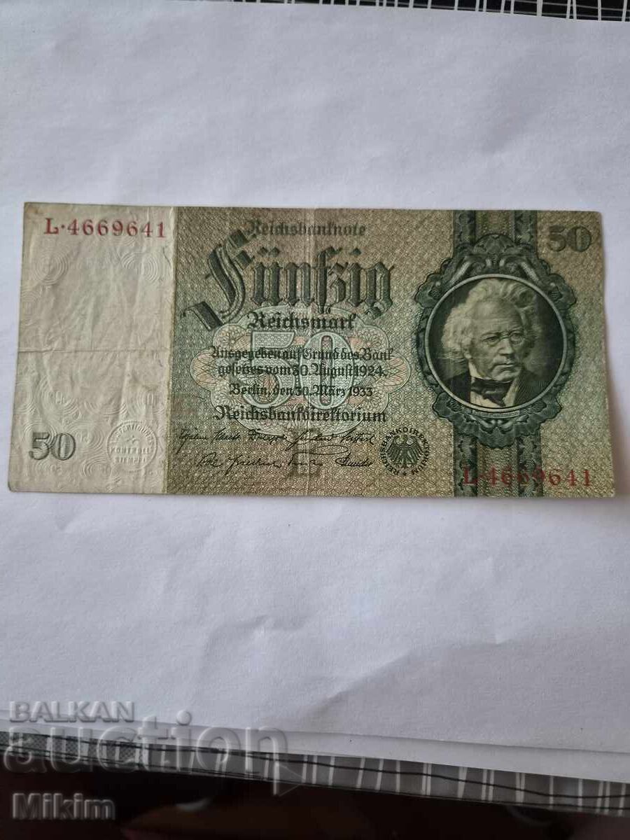 50 Mark banknote 1933 Germany