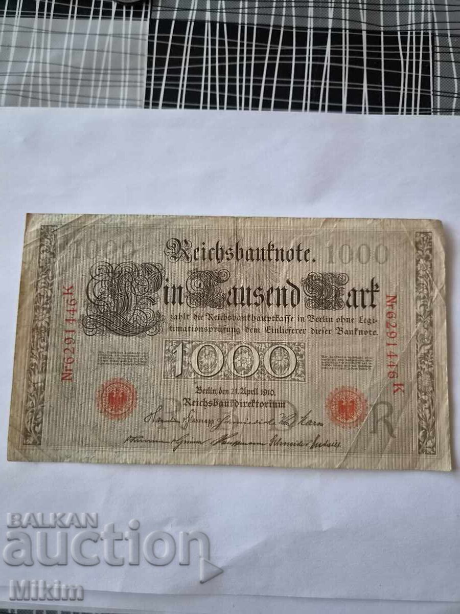1000 Mark banknote 1910 Germany