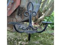 BEAUTIFUL METAL WALL CANDLE HOLDER WITH THREE CANDLE SLOTS