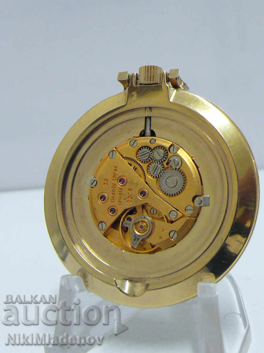 Gold-plated SEKONDA/POLJOT DE LUXE pocket watch, working. BZC - 5 Gold-plated SEKONDA/POLJOT DE LUXE pocket watch, working. BZC - 5