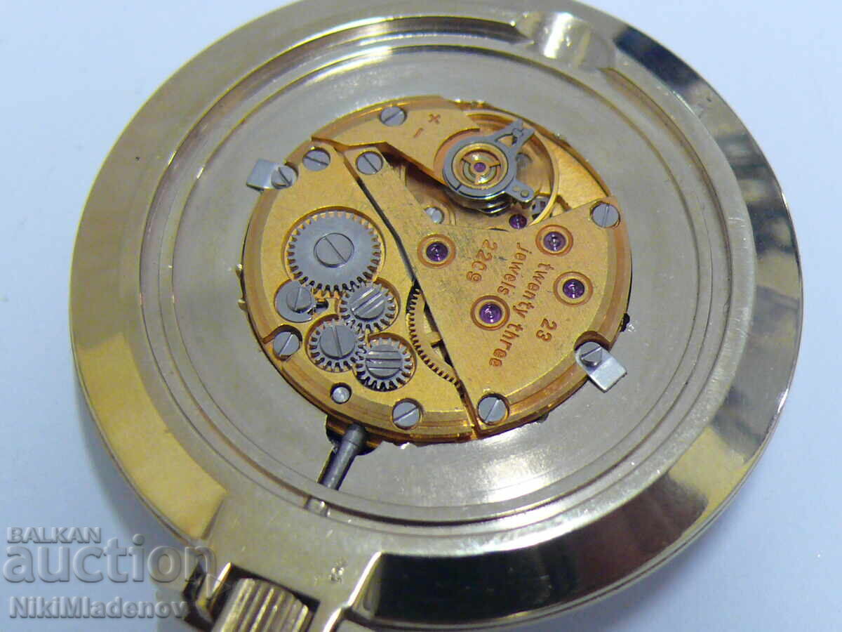 Gold-plated SEKONDA/POLJOT DE LUXE pocket watch, working. BZC - 7 Gold-plated SEKONDA/POLJOT DE LUXE pocket watch, working. BZC - 7