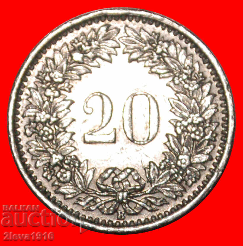 Ⰺ LIBERTY (1939-2026): ELVEȚIA★ 20 RAPPEN 1955B DIES I A cu preț € 0.29 | 0.57 BGN
