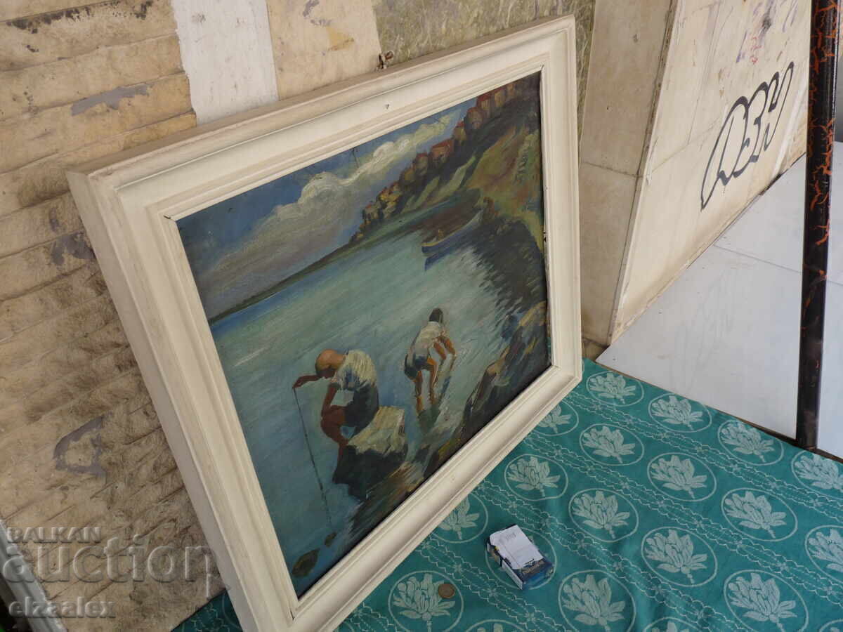Tablou vechi ulei pe pânză 77 / 67 cm - 6