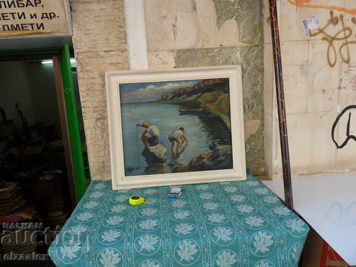 Tablou vechi ulei pe pânză 77 / 67 cm - 7