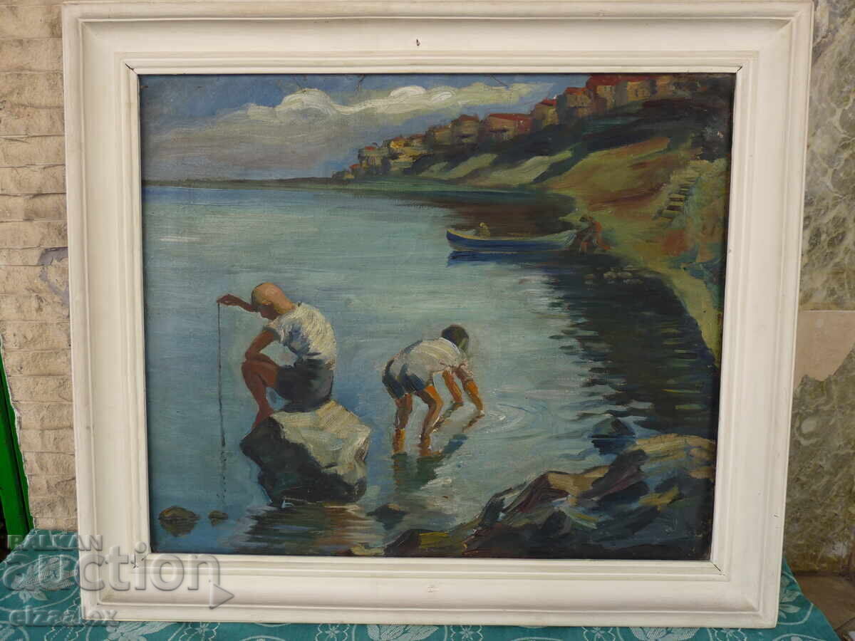 Tablou vechi ulei pe pânză 77 / 67 cm