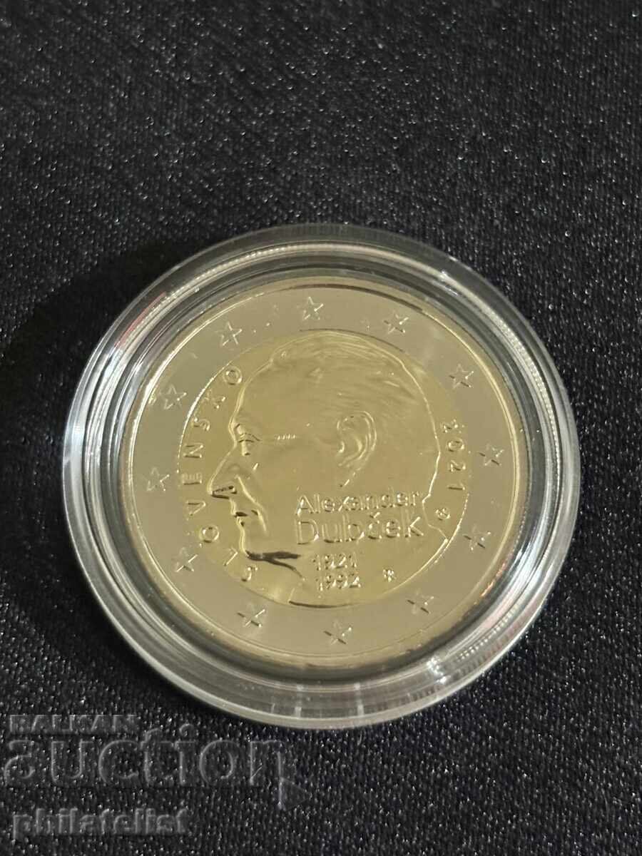 Slovacia 2021 – 2 euro – 100 de ani de la nașterea lui Dubček UNC