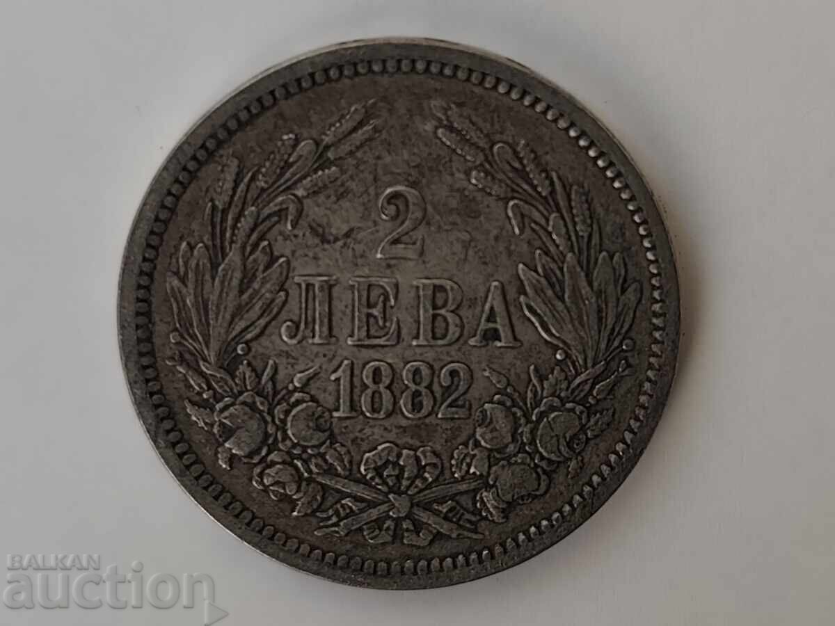 0.01цент Сребърна Българска монета 2 лева 1882г.-Б.З.Ц.