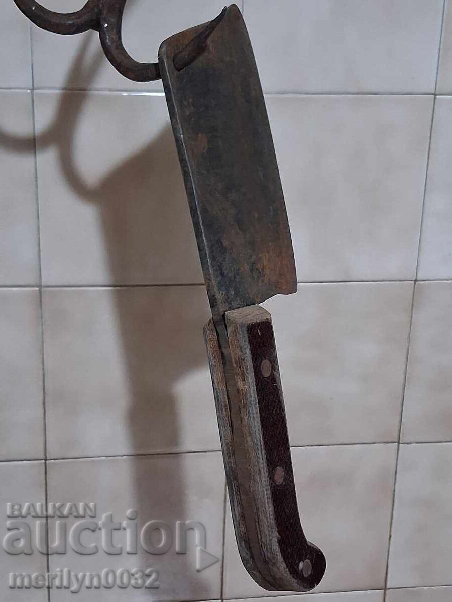 Auction  Old forged saber, axe, axe, knife, machete