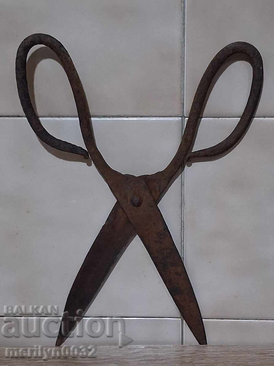 Auction  Old hand forged scissors, wrought iron
