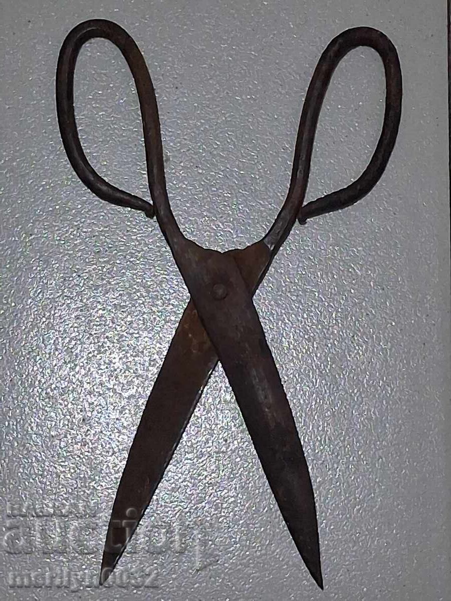 Old hand forged scissors, wrought iron - 6