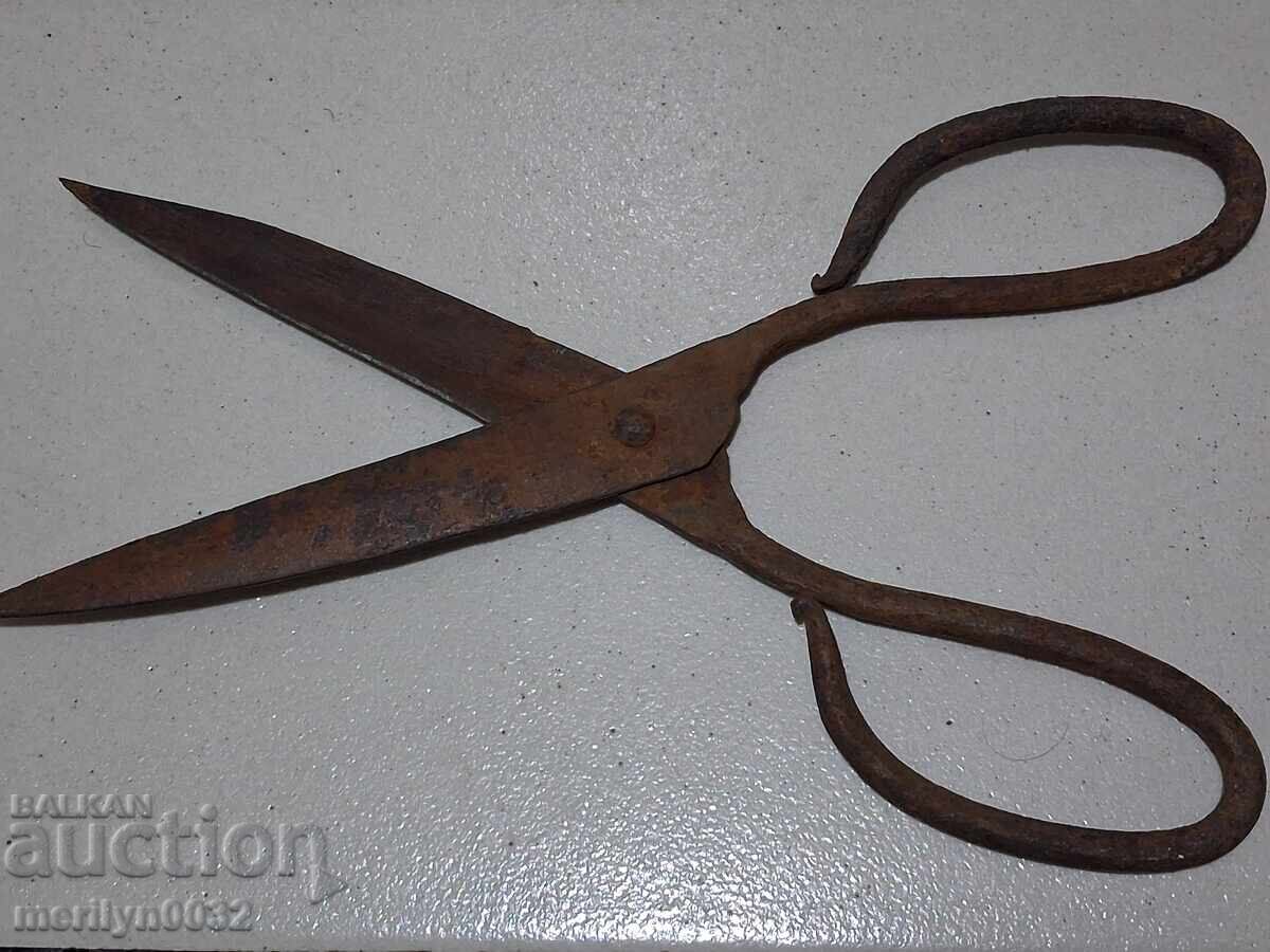 Old hand forged scissors, wrought iron - 7