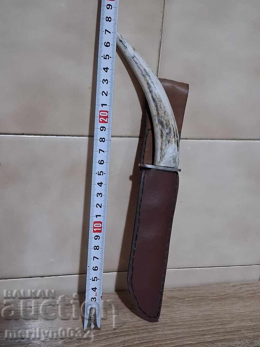 Κυνηγετικό μαχαίρι με θήκη, λαβή από κέρατο ελαφιού - 5 Κυνηγετικό μαχαίρι με θήκη, λαβή από κέρατο ελαφιού - 5