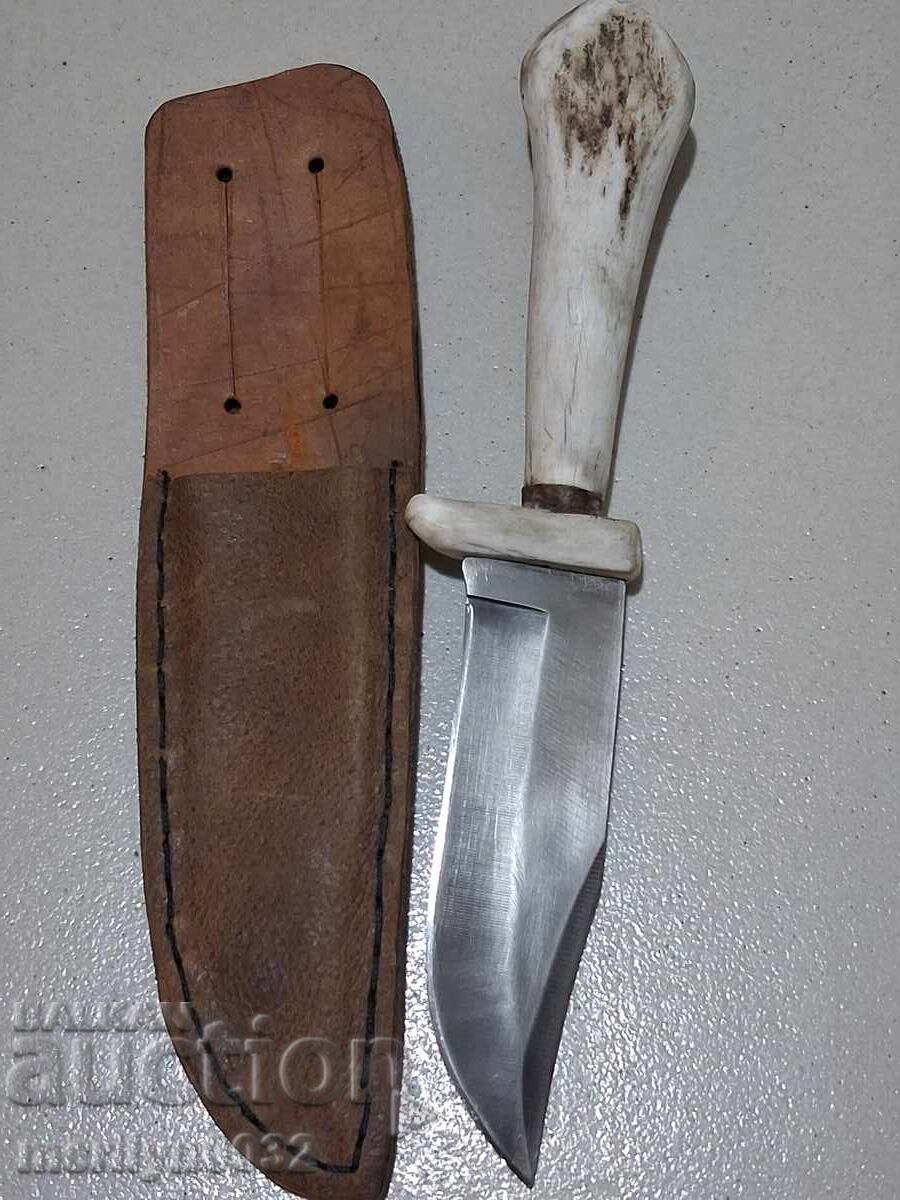 Ловен нож с кания, дръжка от еленов рог - 7