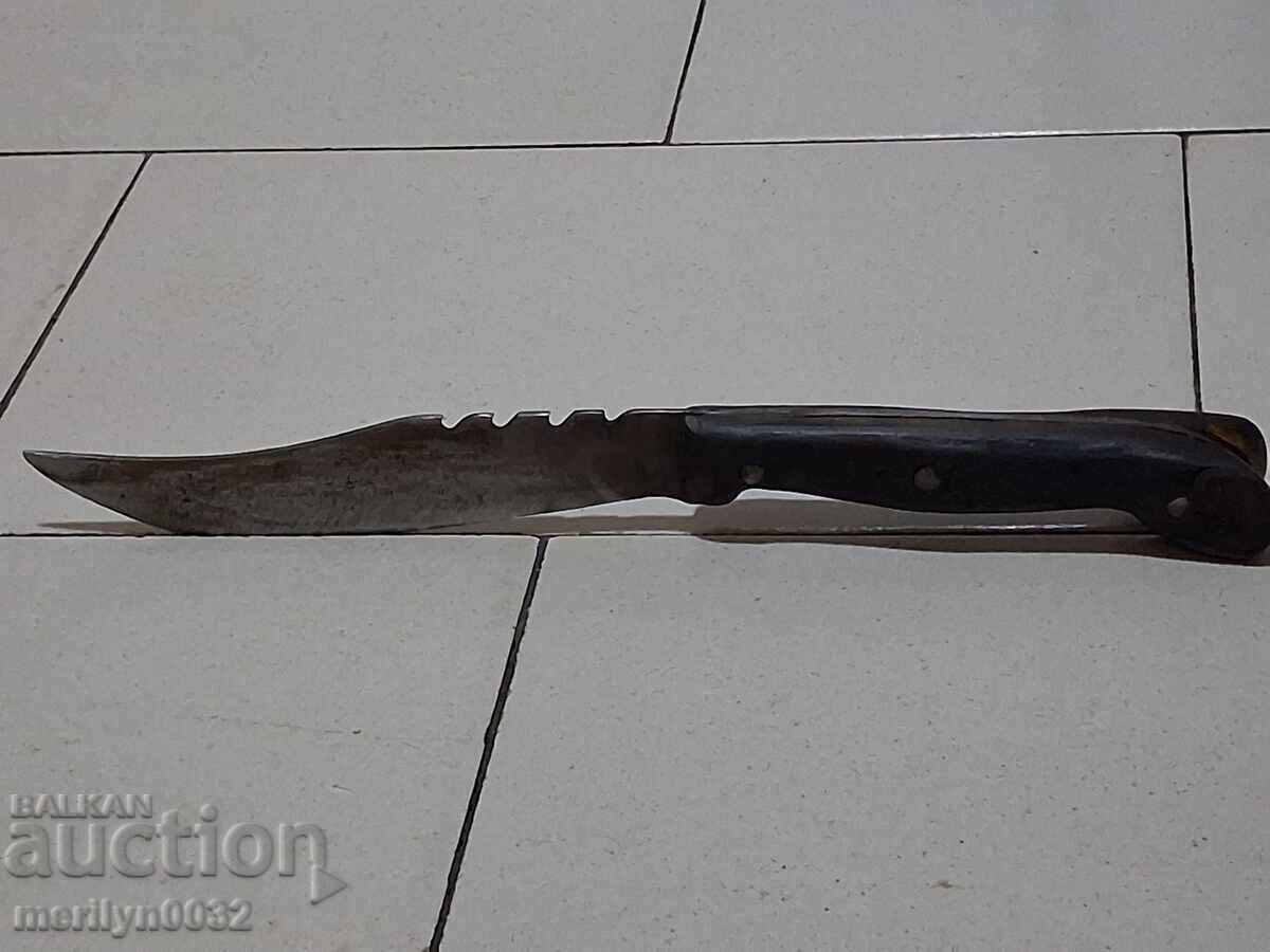 Old knife with sheath, buffalo horn handle - 5