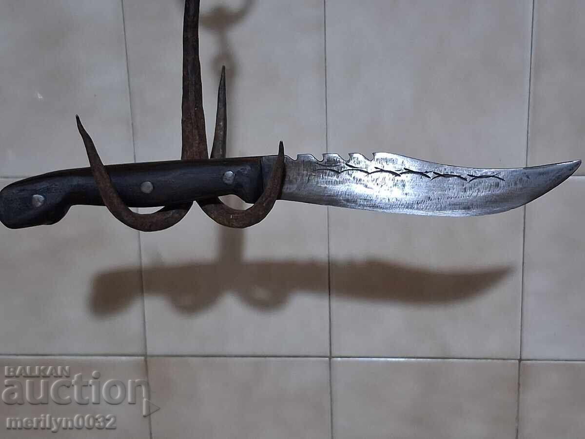Old knife with sheath, buffalo horn handle - 6
