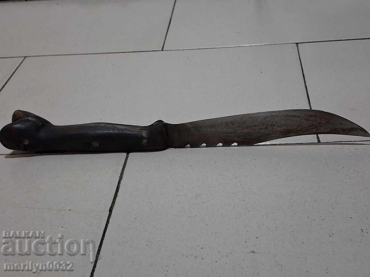 Old knife with sheath, buffalo horn handle - 7
