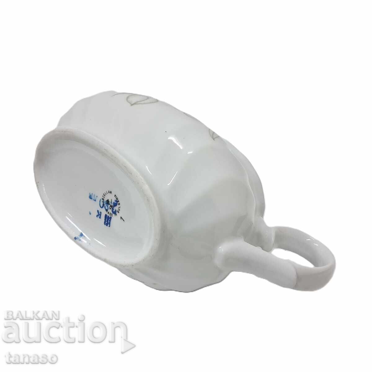 Sosieră vintage din porțelan cu mâner și flori, ca nouă - 7