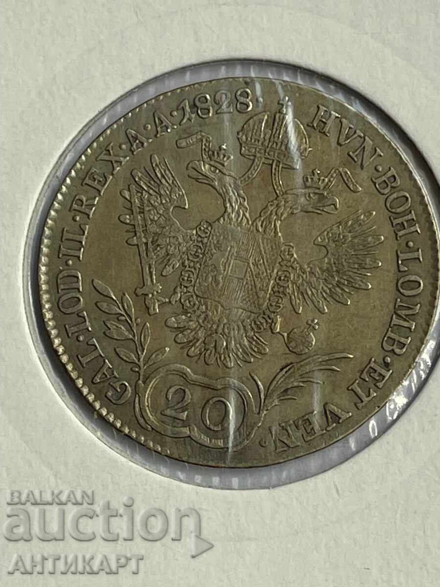 Monedă de argint Austria 20 kreuzer 1828 E excelentă