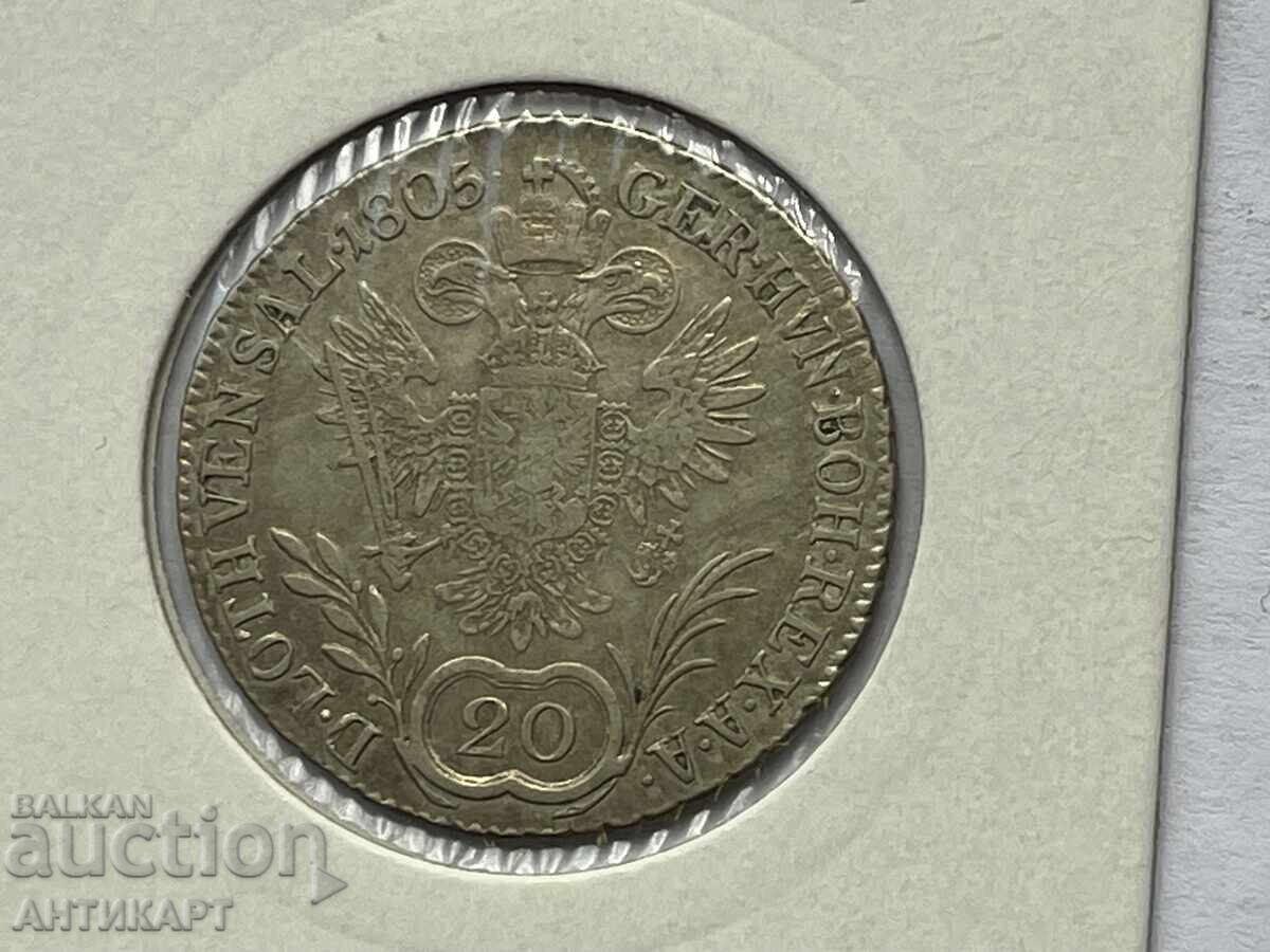 monedă de argint Austria 20 kreuzer 1805 E cu preț € 42.00 | 82.15 BGN