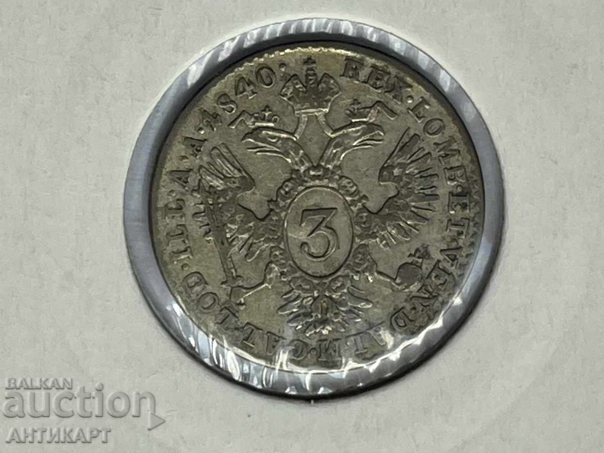 Monedă de argint Austria 3 creițari 1840 Ferdinand I cu preț 22.00 €