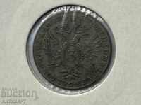 Austria silver coin 3 kreuzer 1832 Francis I