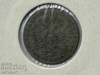сребърна монета Австрия 3 кройцера 1832 Francis I