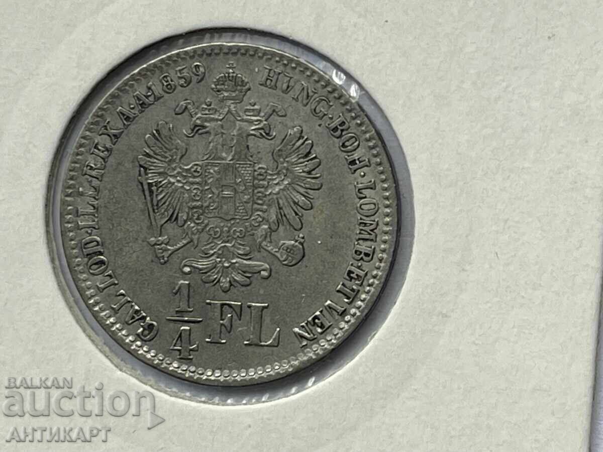 Redka ασημένια νομίσματα Αυστρίας 1/4 φλορίνι 1859 εξαιρετικό Redka ασημένια νομίσματα Αυστρίας 1/4 φλορίνι 1859 εξαιρετικό