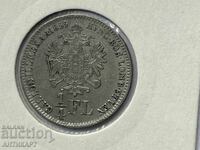 рядка сребърна монета Австрия 1/4 флорин 1859 отличен