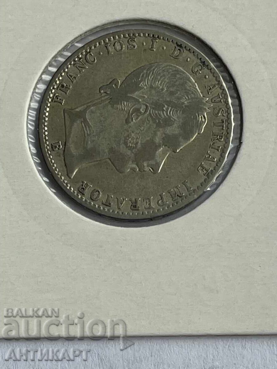 Аукцион рядка сребърна монета Австрия 1/4 флорин 1860 отличен