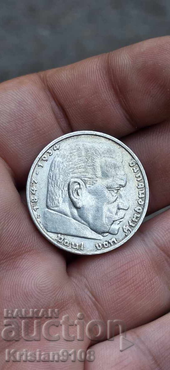 5 mărci 1935 Germania Al Treilea Reich argint cu preț € 45.00 | 88.01 BGN